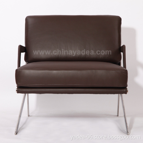 Office furniture hotel project stainless steel leather armchair